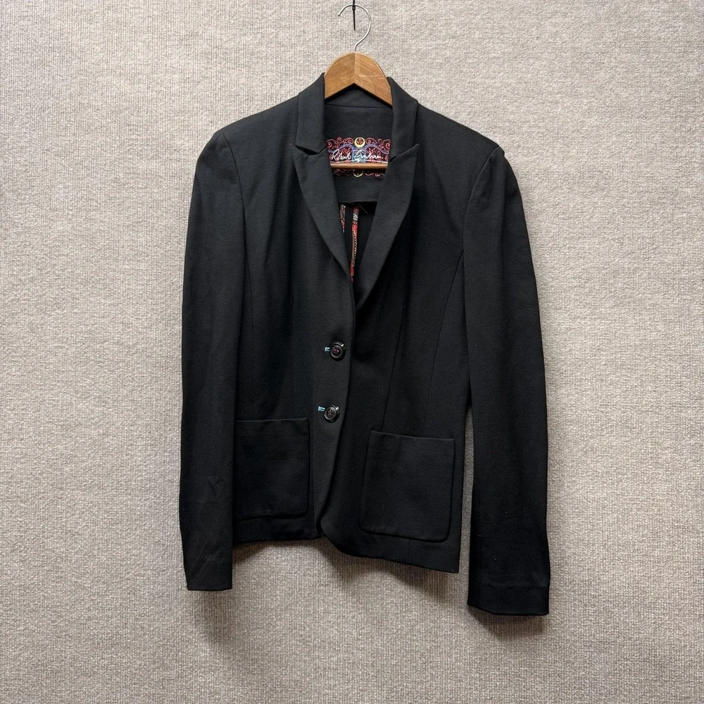 Robert Graham Blazer Mens Medium‎ Black Knit Stretch Paisley Trim Embroidered